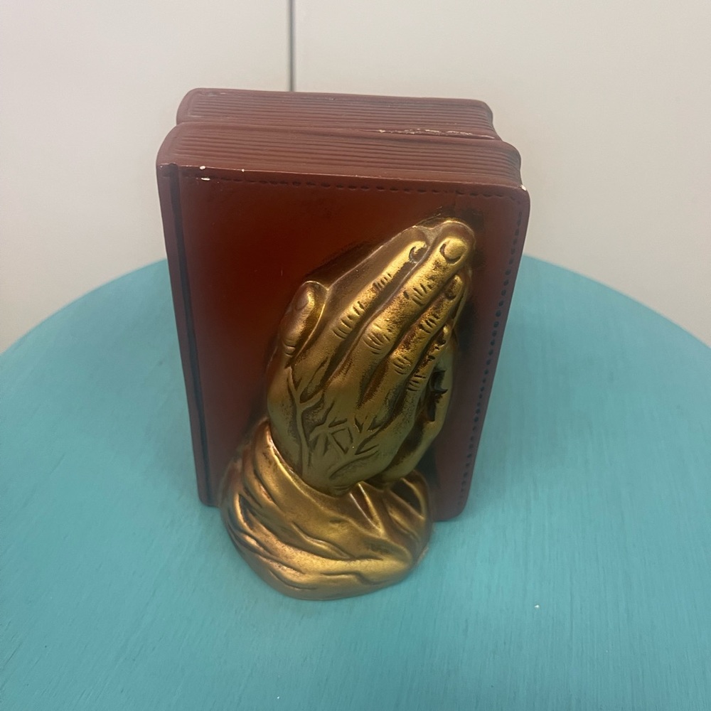 Vintage Japan Set Pair of Holy Bible Praying Hands Book Ends